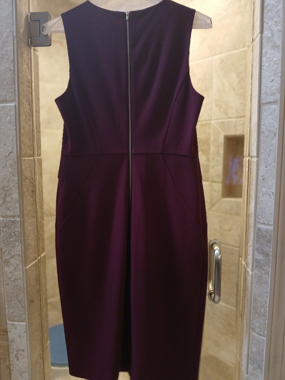 Catherine Malandrino Sleeveless Deep Plum Sheath Dress with Back Zip